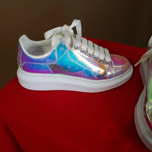 Alexander McQueen 100% Authentic sneakers transparent white iridescent Sz 7 37 - Picture 3 of 12